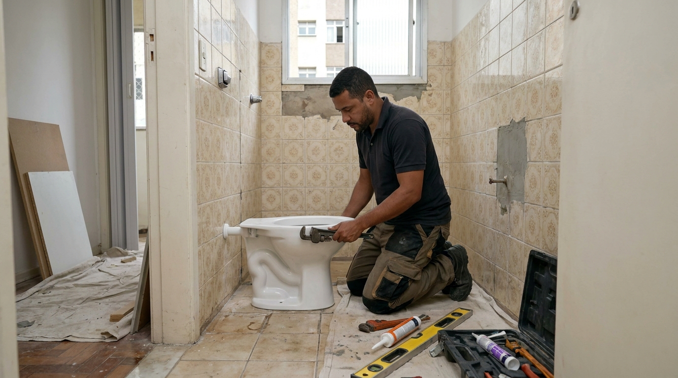 Instalação de vaso sanitário profissional em Itajaí‑SC